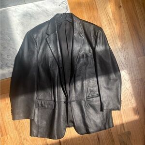 Classic Black Leather Blazer